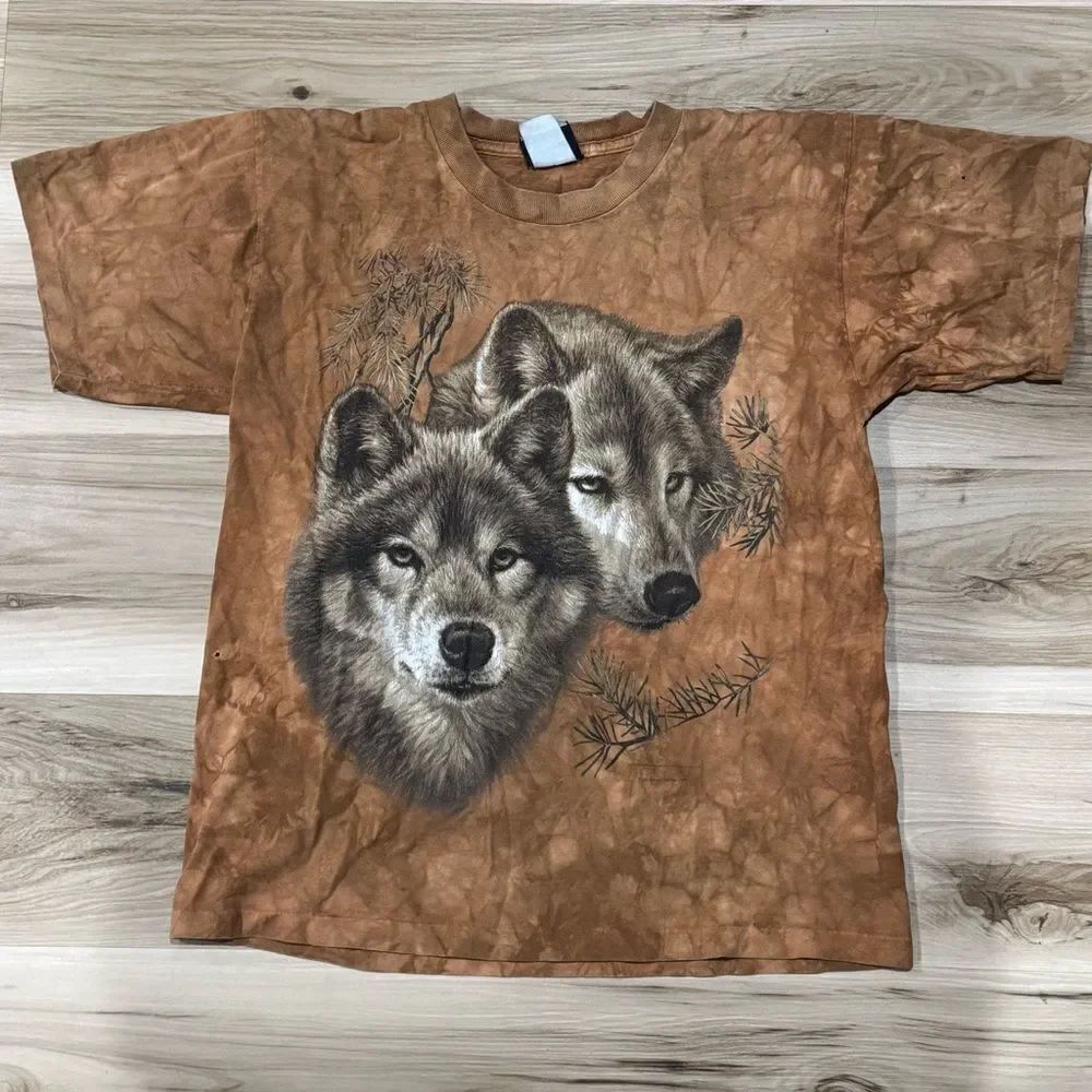Liquid Blue Wolf Y2K Tie Dye Short Sleeve Tee Shirt Men’s Medium